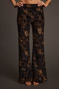 Blaise Black and Gold Mid Rise Flare Pants