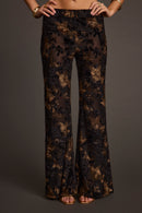 Blaise Black and Gold Mid Rise Flare Pants