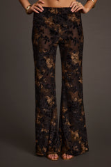Blaise Black and Gold Mid Rise Flare Pants