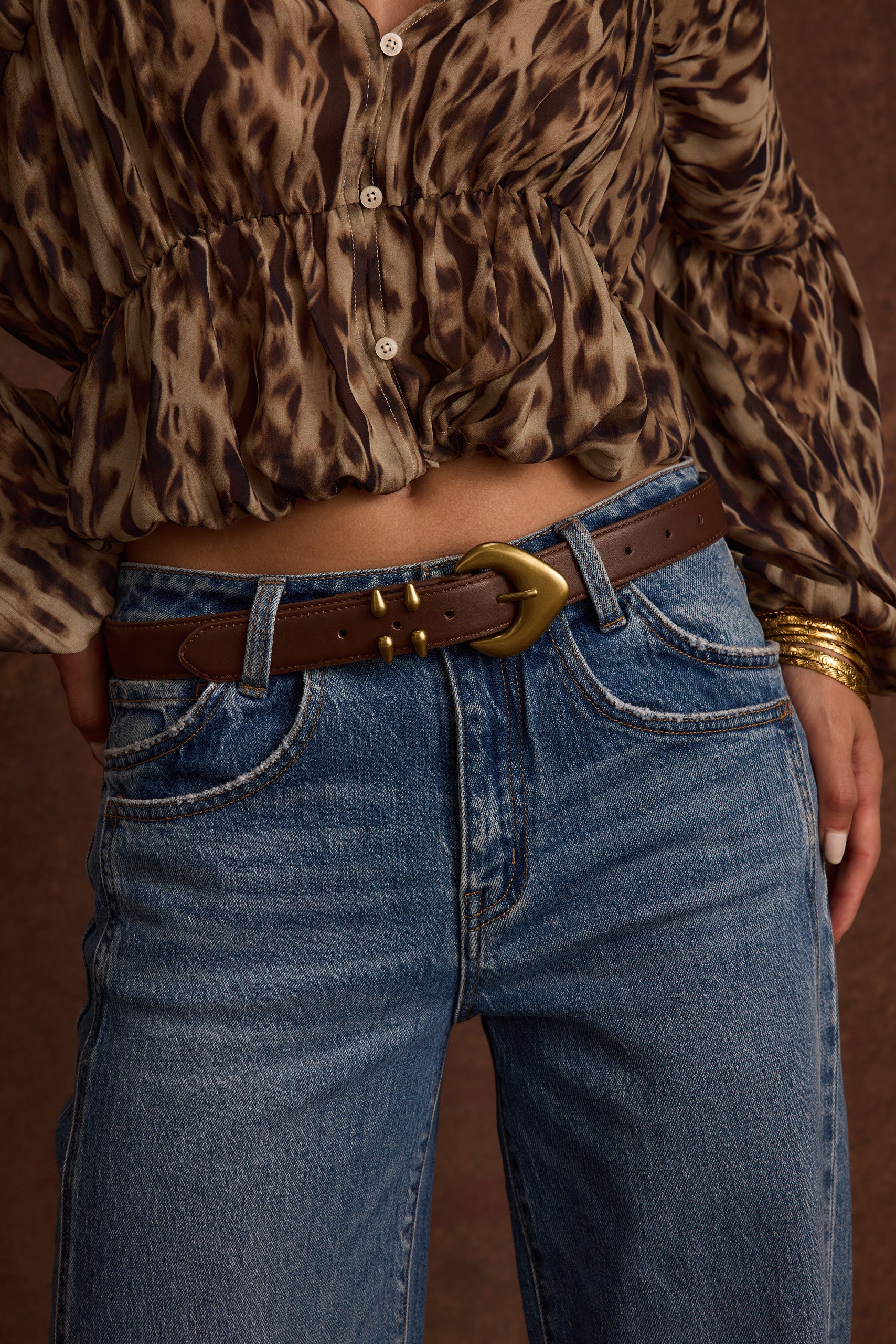 Bradbury Brown and Gold Vegan Leather Belt