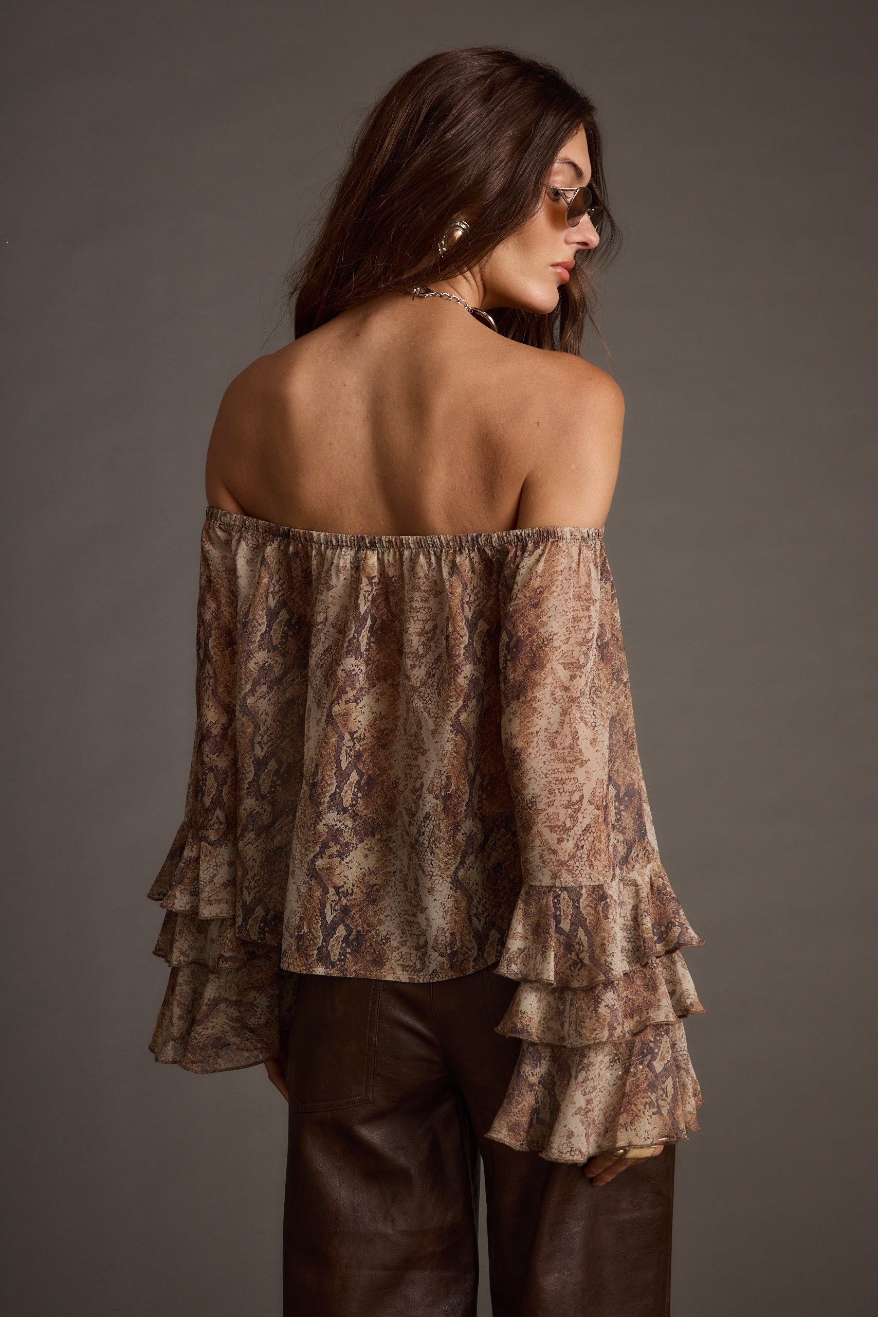 Brinley Snake Off Shoulder Blouse