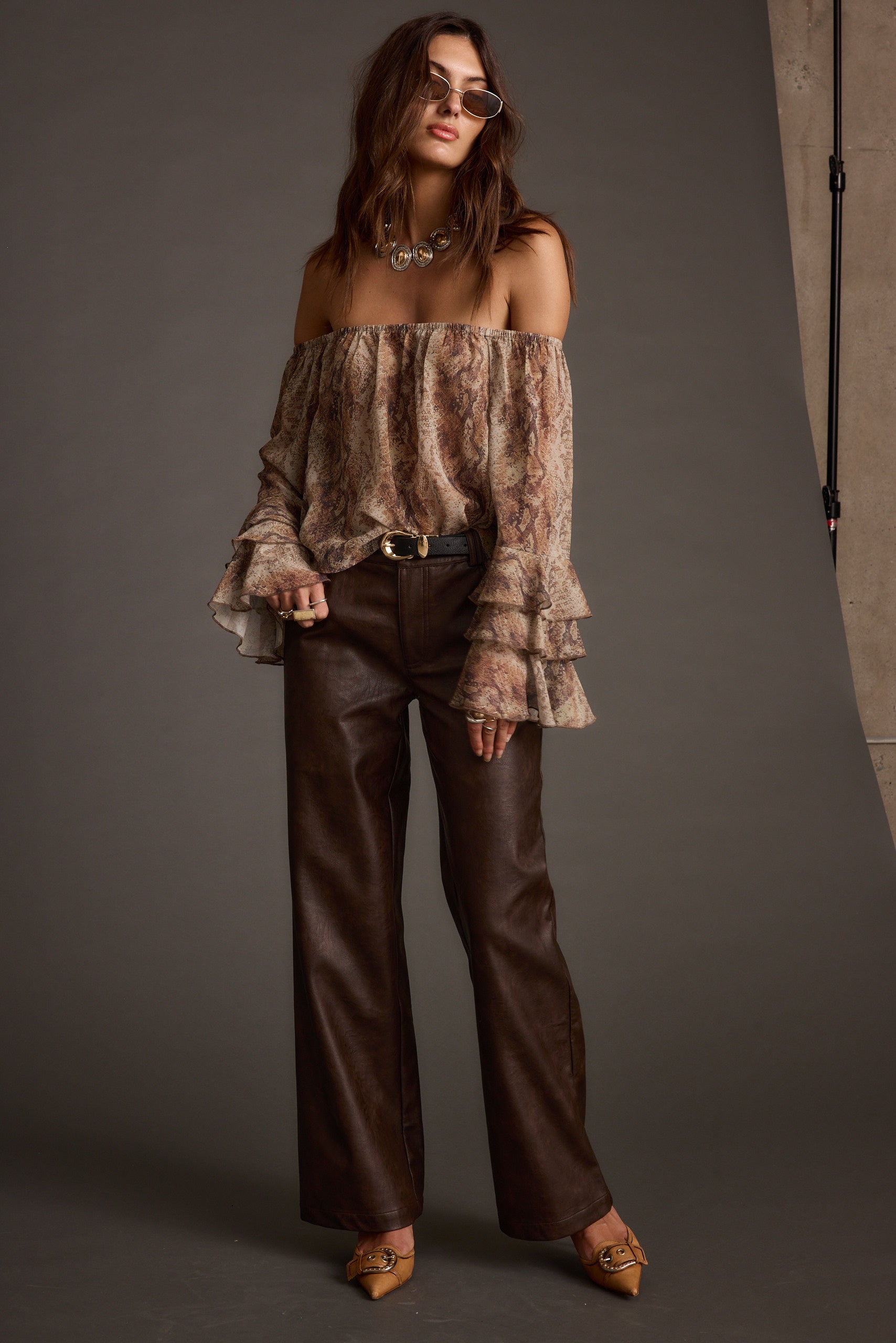 Brinley Snake Off Shoulder Blouse