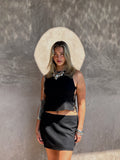 Brooke Black Linen Mini Skirt
