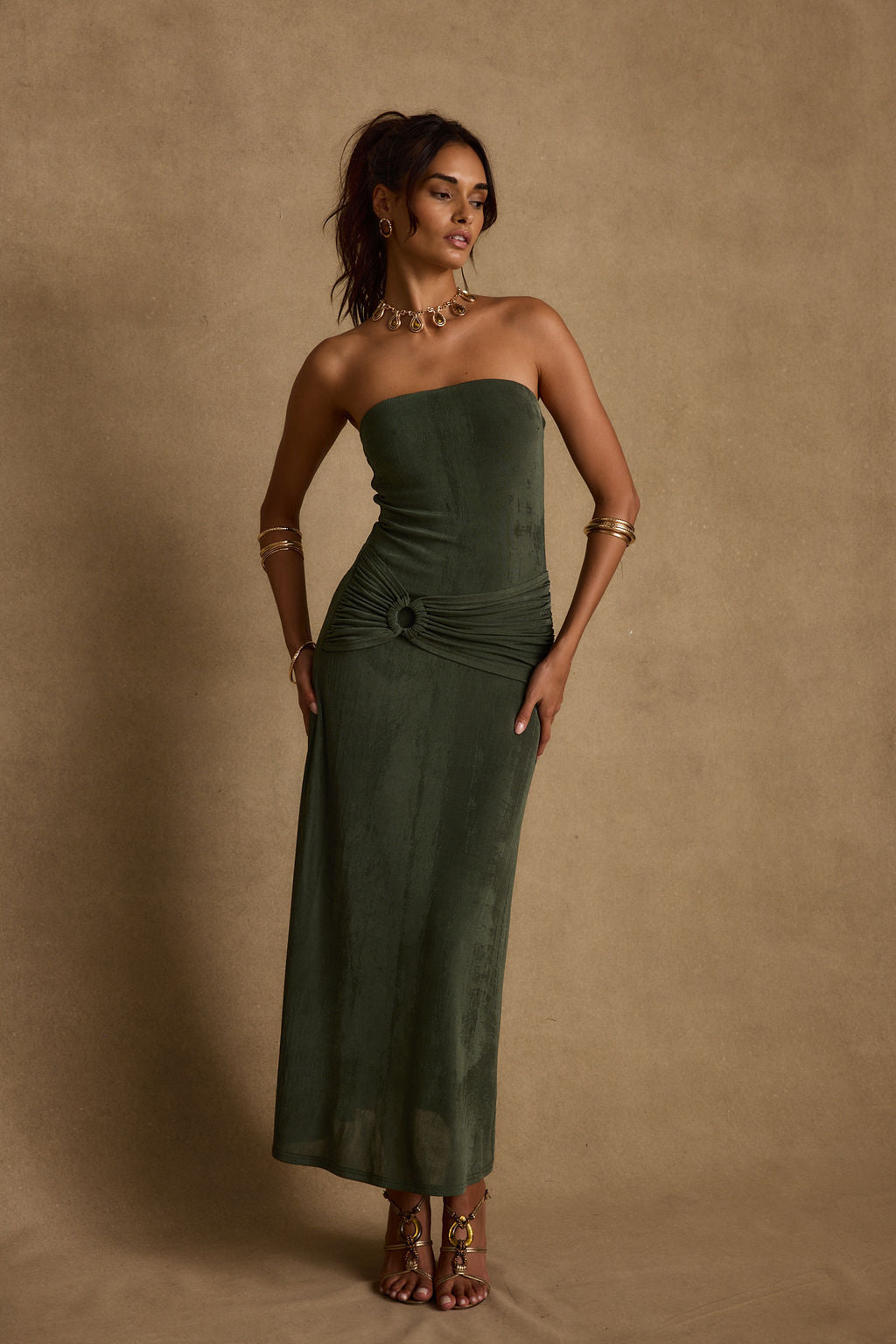 Cala Sol Emerald Maxi Dress - L Size - Women's Dresses