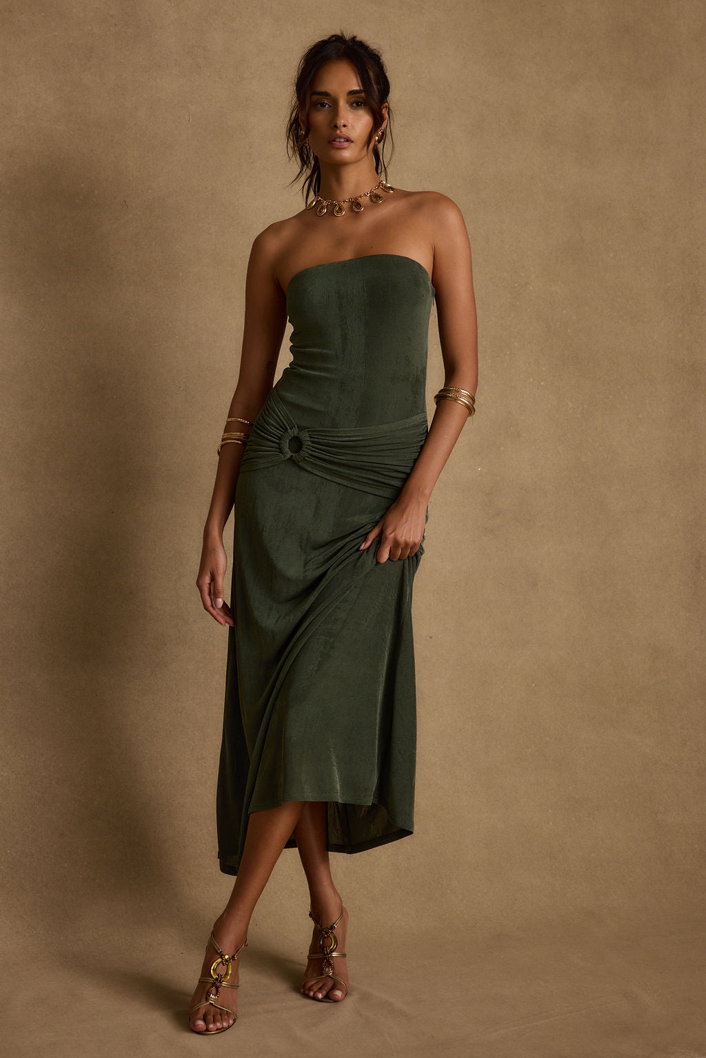 Cala Sol Emerald Maxi Dress - L Size - Women's Dresses