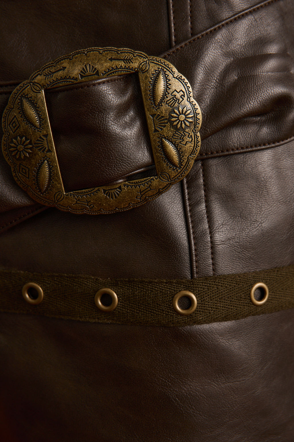 Calloway Brown Vegan Leather Hot Shorts