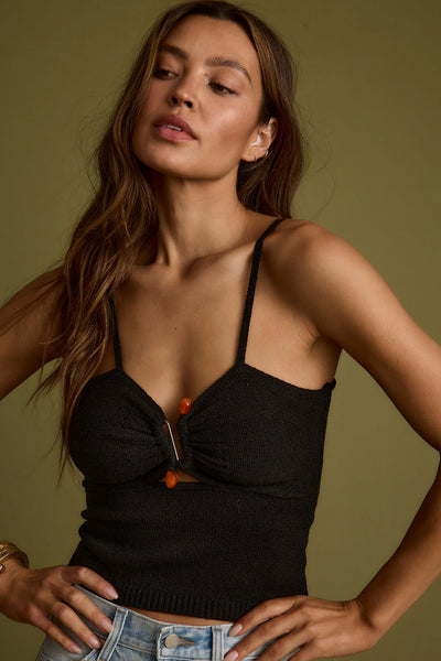 CARLA カーラ Fluffy cami フラッフィーキャミ　ブラック Deena Alluring Black Lace Cami Top by Tiger Mist - Pickle