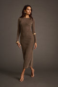 Casanova Gunmetal Lurex Maxi Dress
