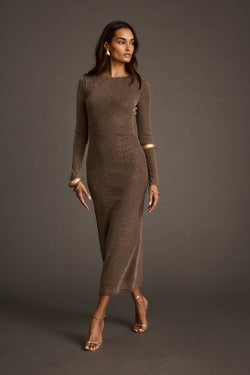 Casanova Gunmetal Lurex Maxi Dress