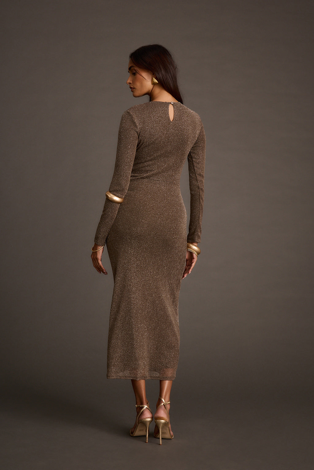 Casanova Gunmetal Lurex Maxi Dress