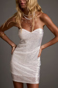 Celeste White and Silver Sequin Mini Dress