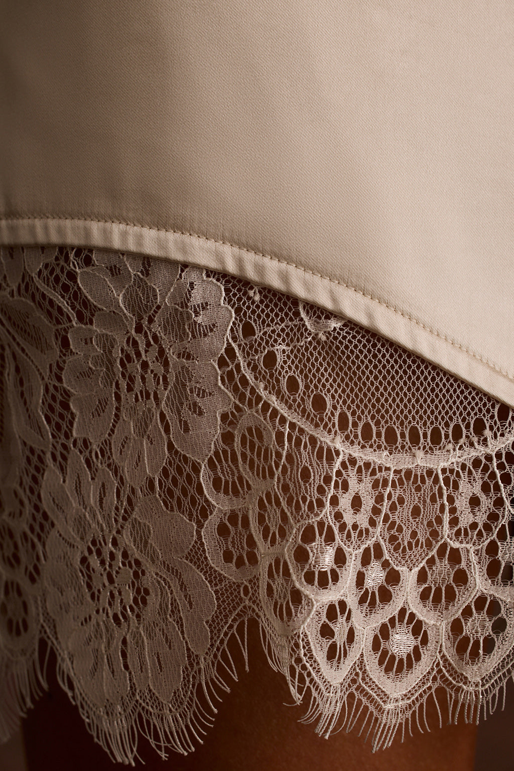 Chablis Cream Satin Mini Skirt