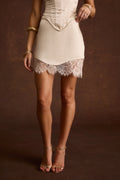 Chablis Cream Satin Mini Skirt