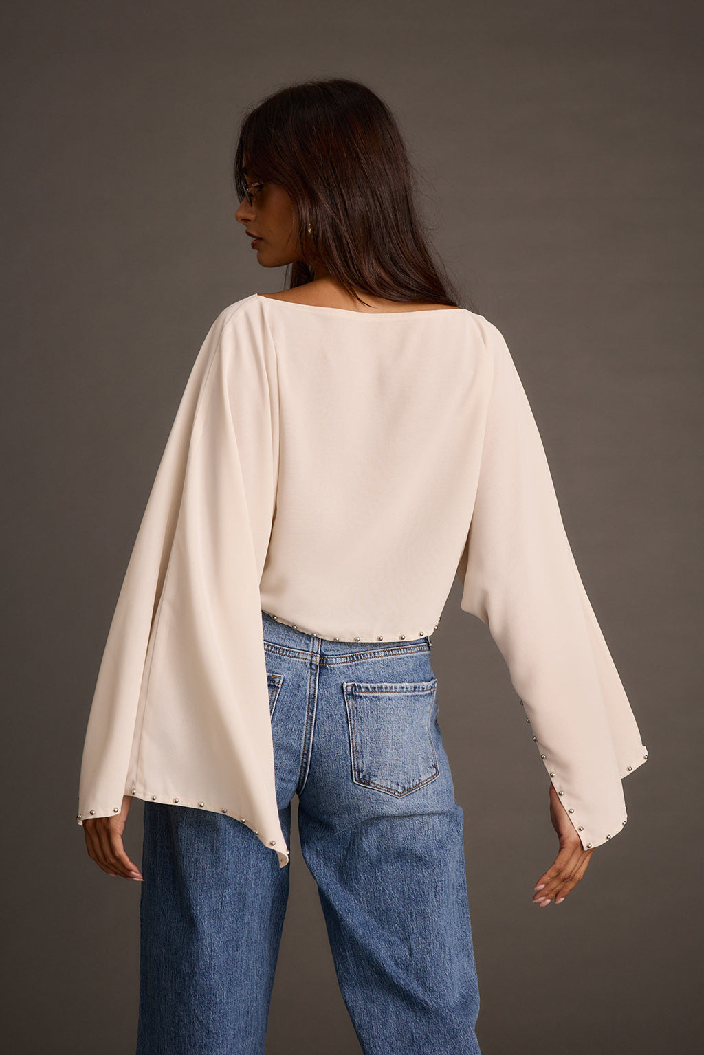 Clear Breeze Cream Studded Top