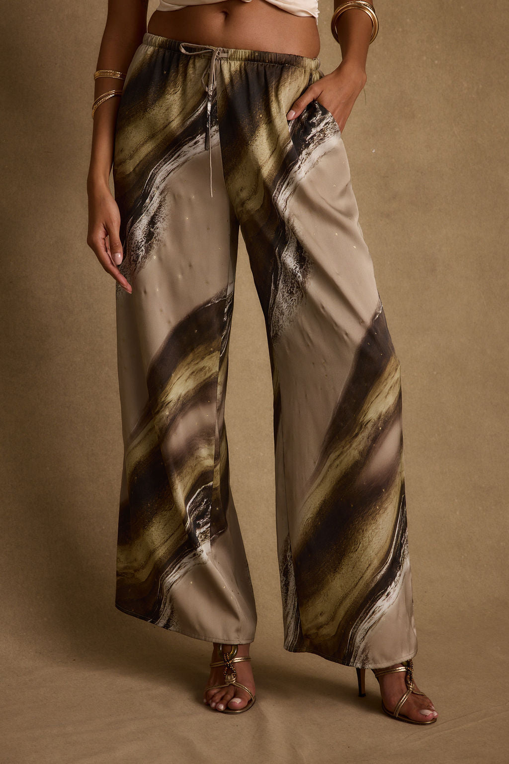 Clear Breeze Marble Satin Pants