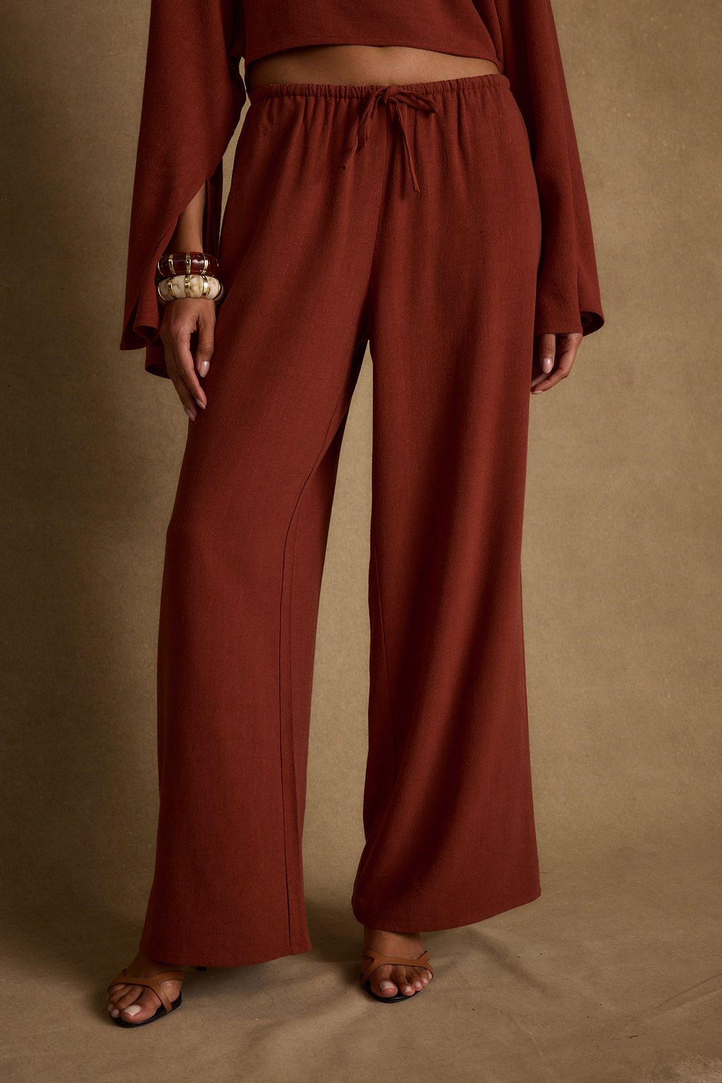 Clear Breeze Rust Linen Pants