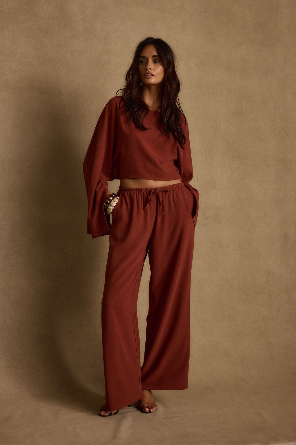 Clear Breeze Rust Linen Pants