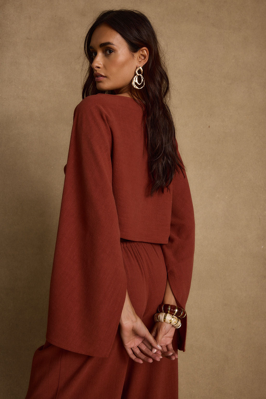 Clear Breeze Rust Linen Top