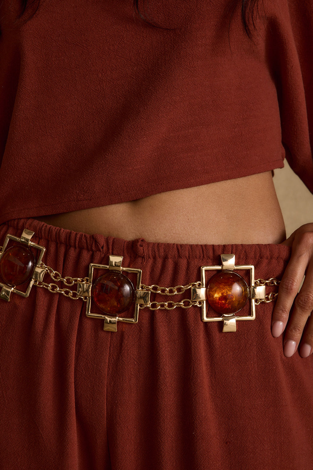 Coralli Amber Stone Statement Belt