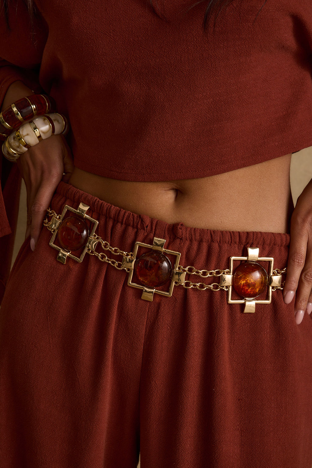 Coralli Amber Stone Statement Belt