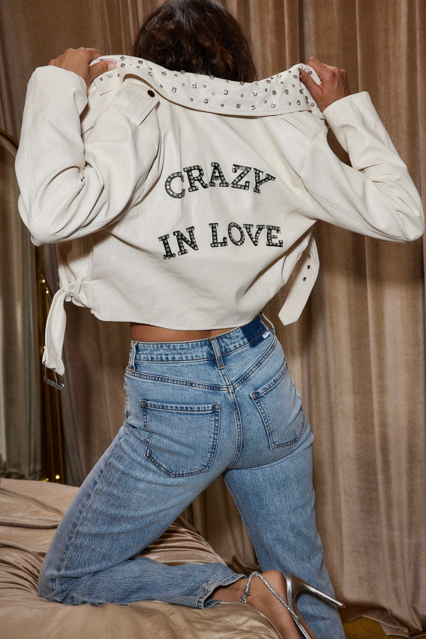 Crazy In Love Ivory Faux Leather Jacket
