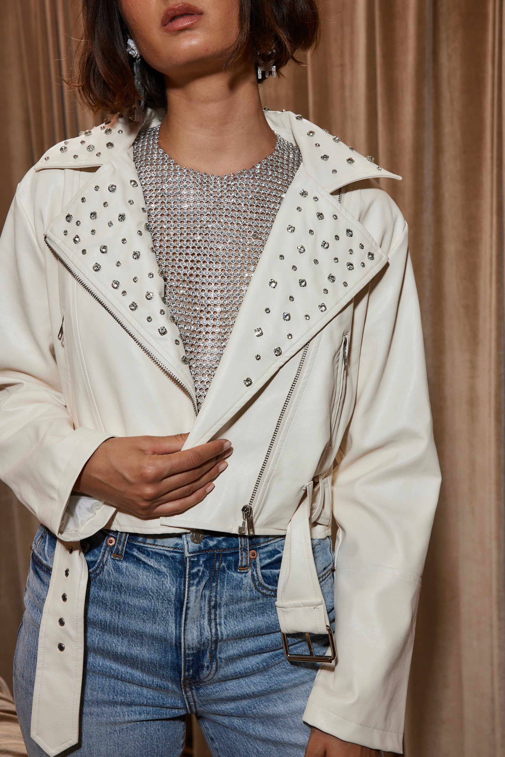 Crazy In Love Ivory Faux Leather Jacket