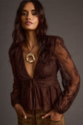 Callahan Mocha Lace Blouse