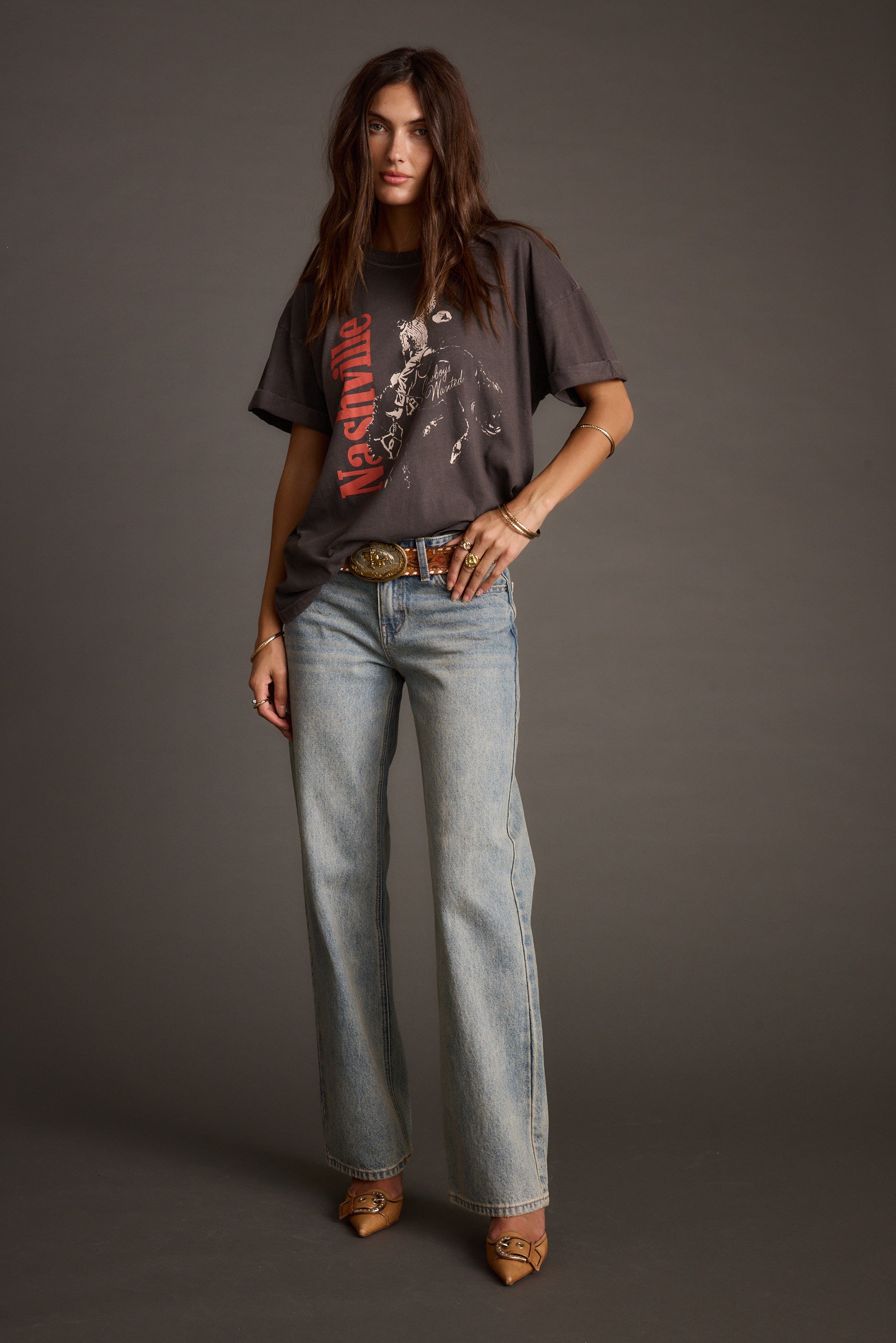 Callie Charcoal Oversized Graphic Tee