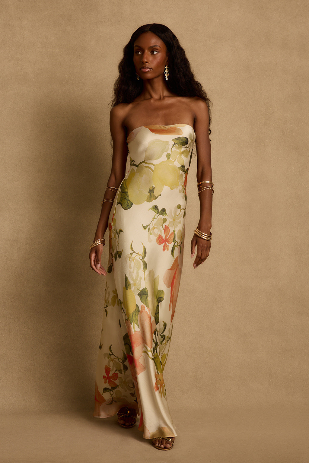 Camille Floral Strapless Maxi Dress - XS Size - Women's Dresses