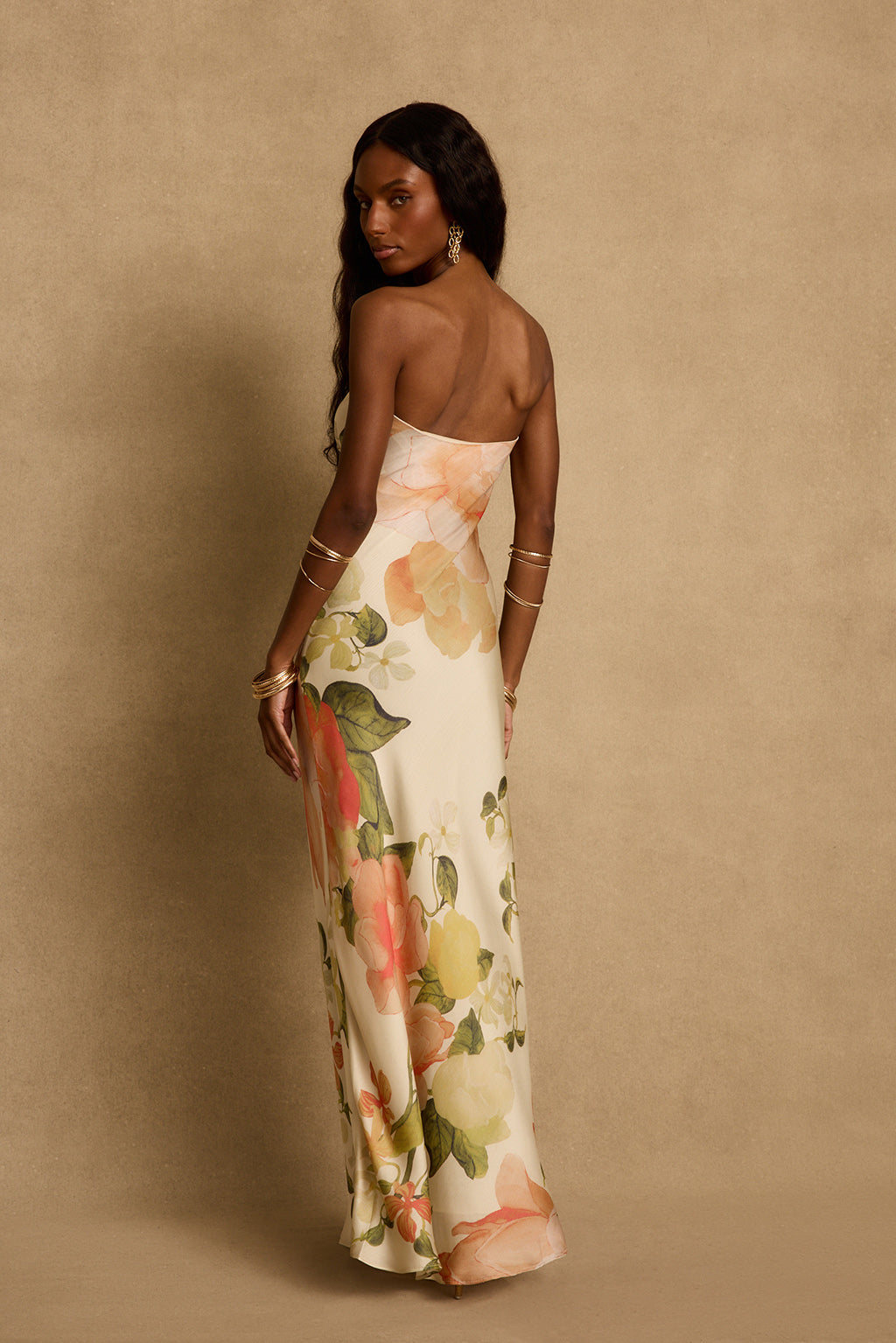 Camille Floral Strapless Maxi Dress - XS Size - Women's Dresses