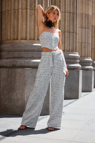 Camille Tweed Belted Trousers