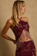 Capri Mulberry Beaded Halter Top