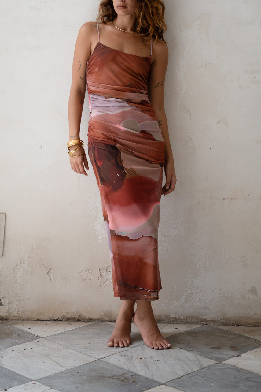 Bohemian Rust Colored Midi Dress Lotte Embroidered Midi Dress Rust Bohemian Rust Colored Midi Dress Lotte Embroidered Midi Dress Rust