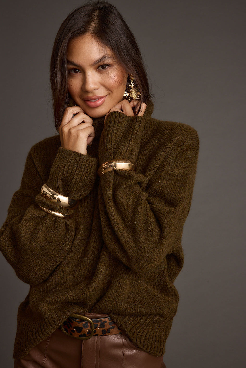 Archie Rust Cropped Cardigan