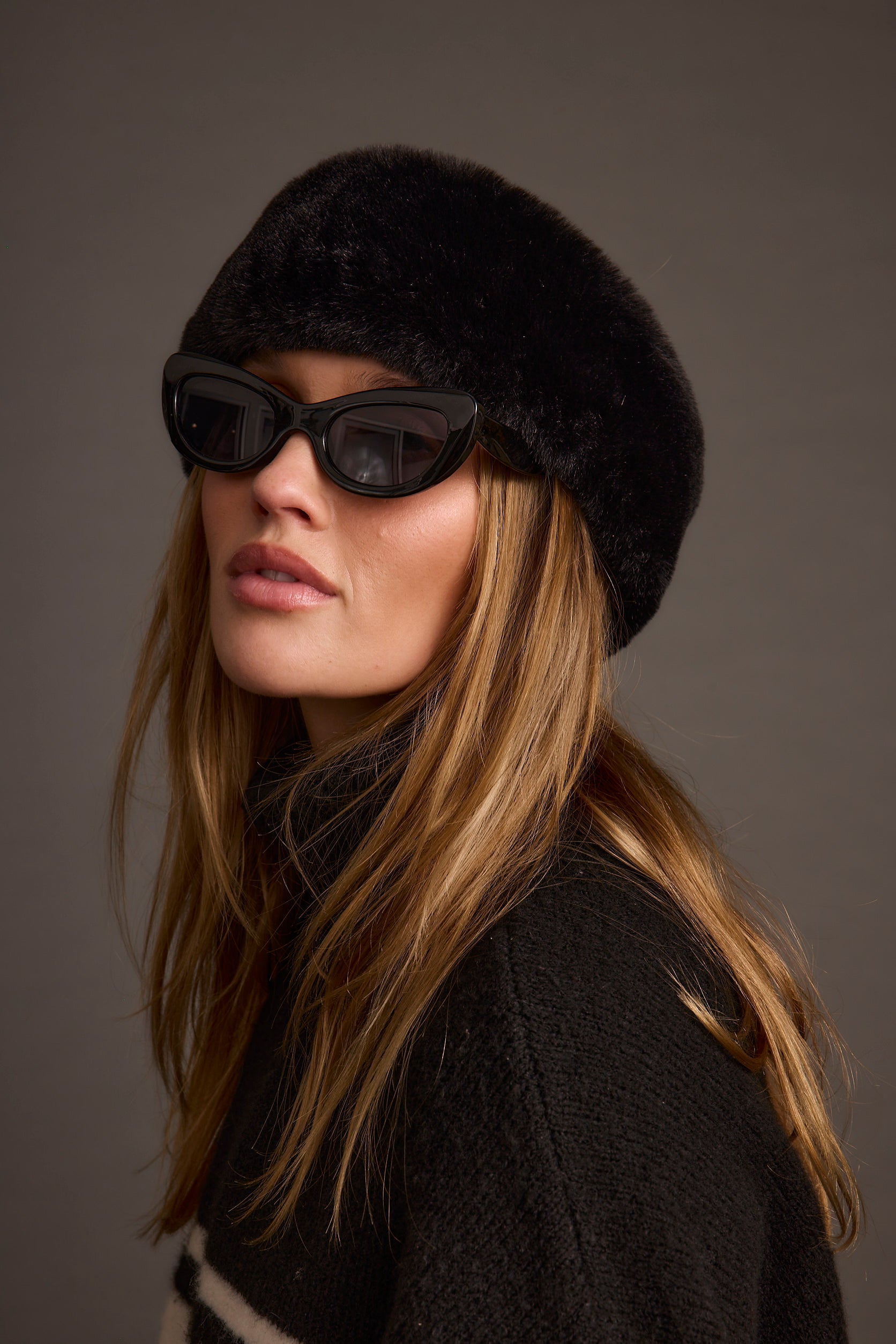 Chalet Black Faux Fur Headband