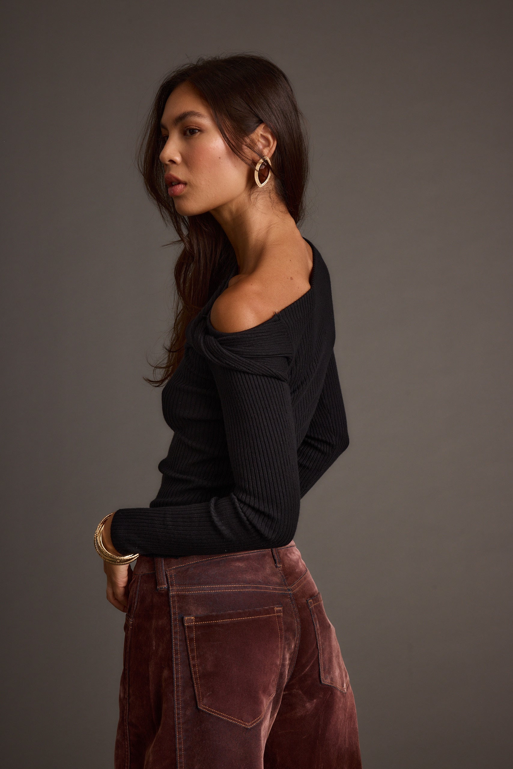 Cindy Black Asymmetrical Sweater