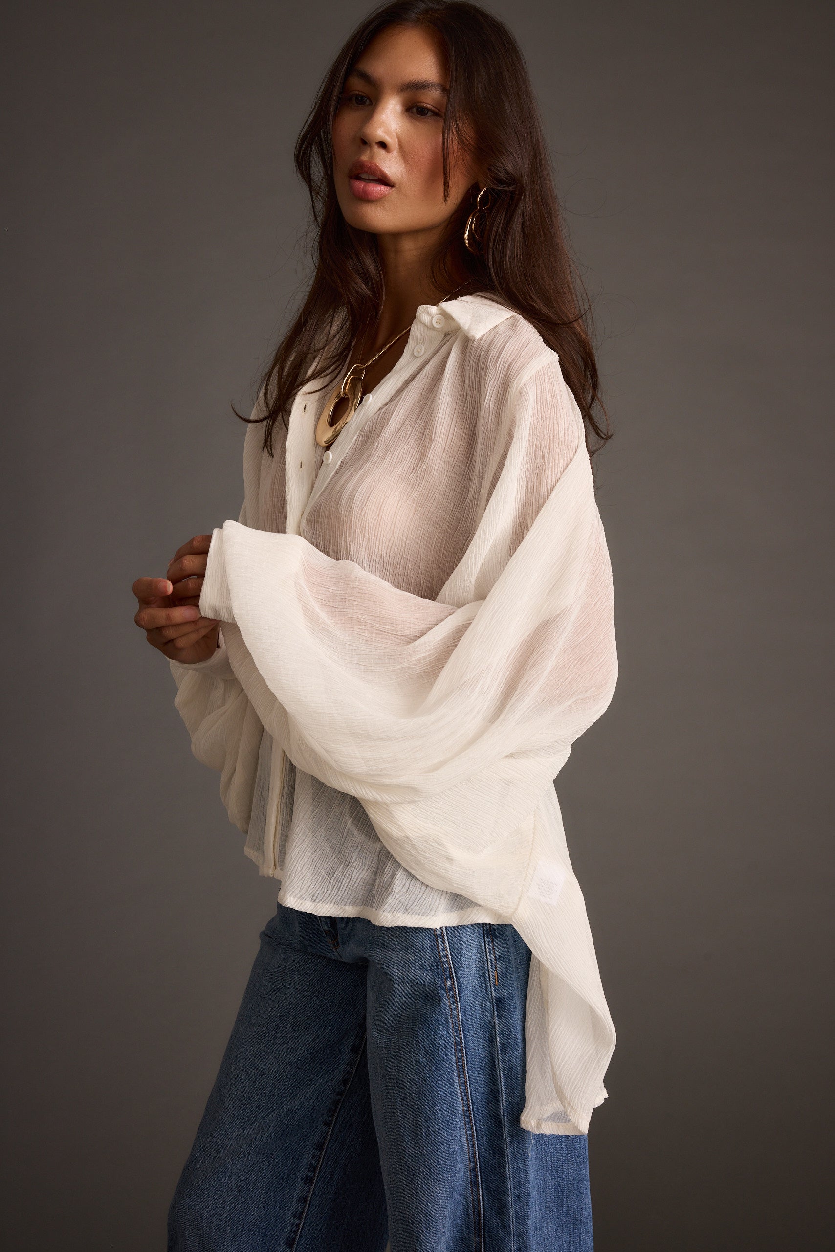 Additional view of the Claudia Ivory Oversized Blouse from a different perspective.
