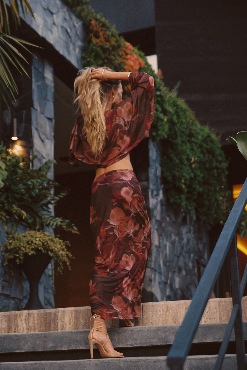 Clear Breeze Mulberry Floral Mesh Top