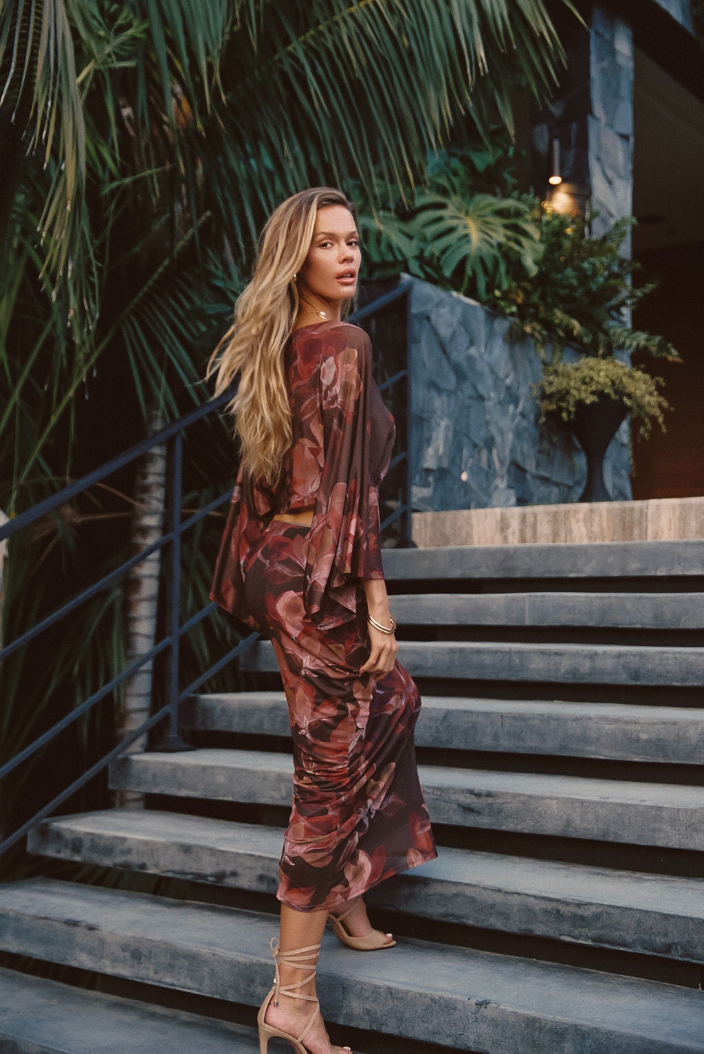 Clear Breeze Mulberry Floral Mesh Top