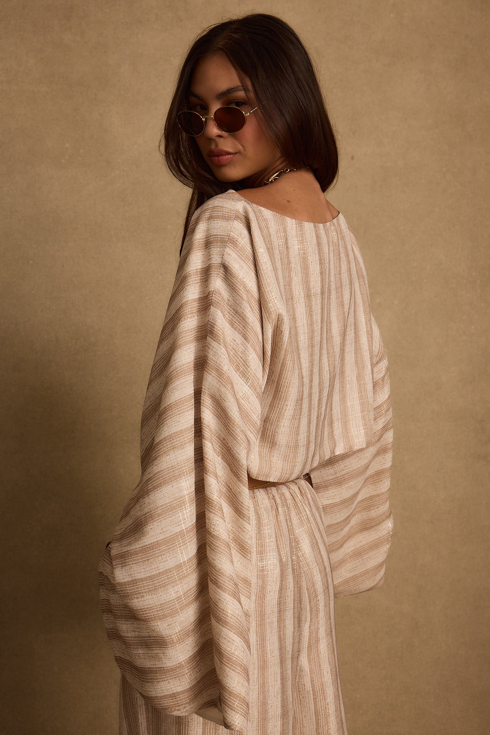 Clear Breeze Striped Chiffon Top