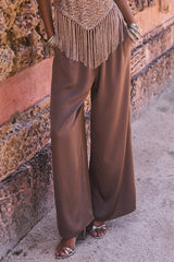 Clear Breeze Taupe Satin Pants