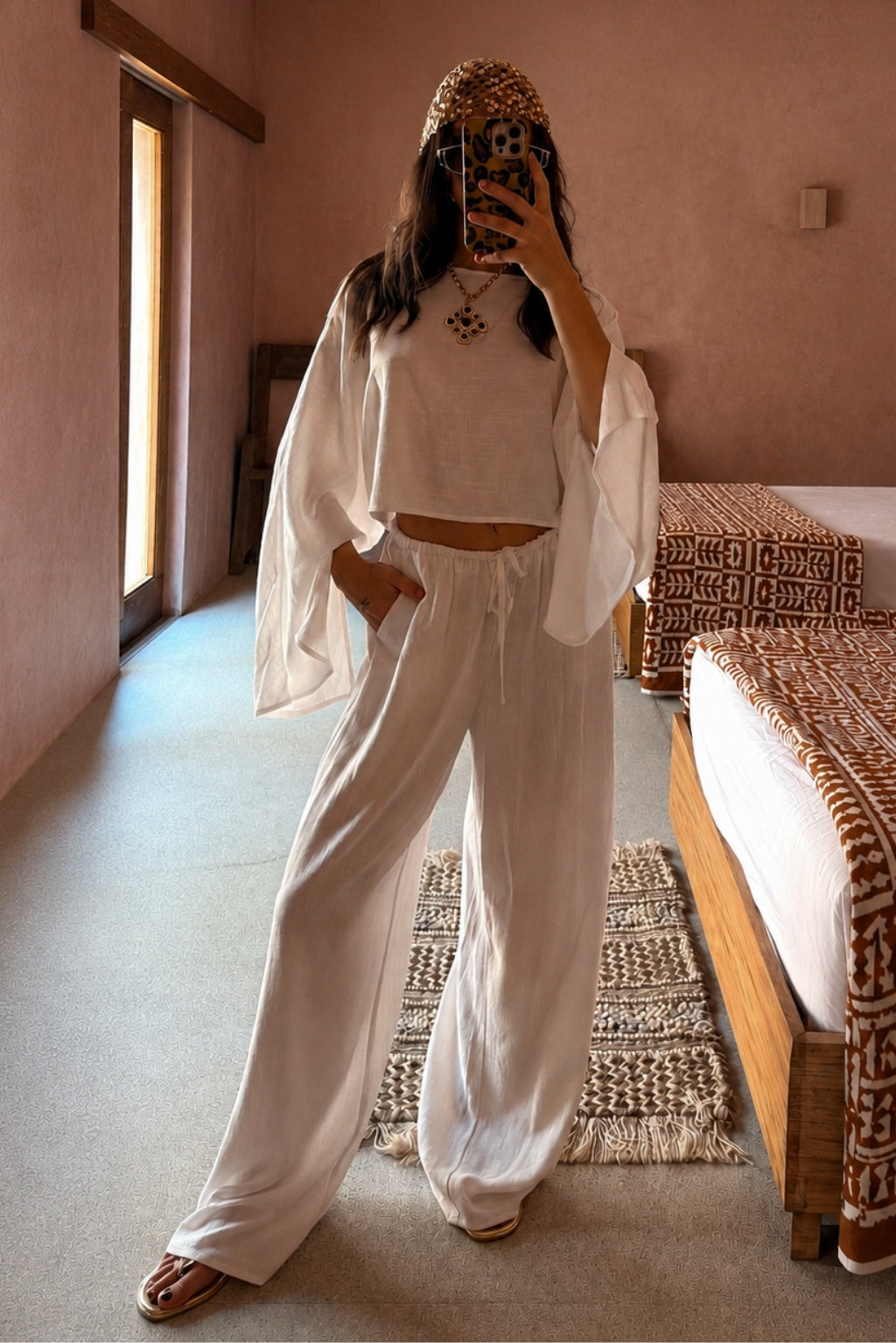 Clear Breeze Mocha Zebra Satin Pants | 12th Tribe Clear Breeze Mocha Zebra Satin Pants | 12th Tribe