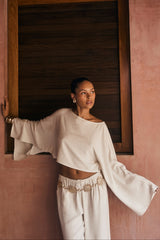 Clear Breeze White Linen Top