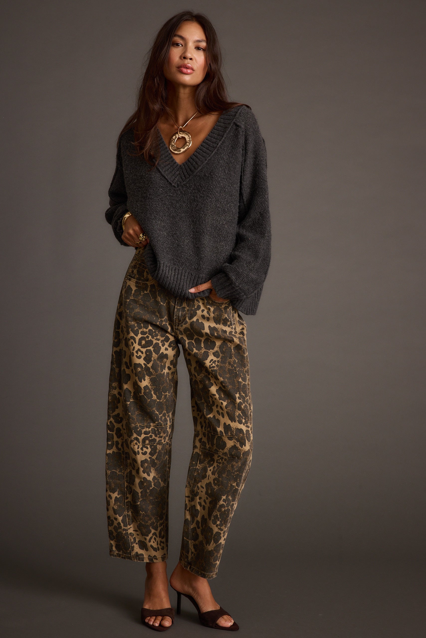 Colorado Charcoal V Neck Sweater