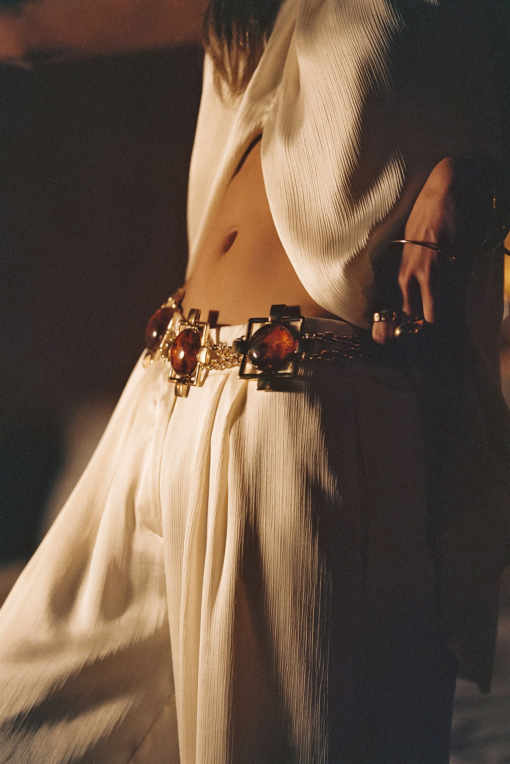 Coralli Amber Stone Statement Belt
