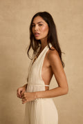 Costa Cream Plisse Halter Top