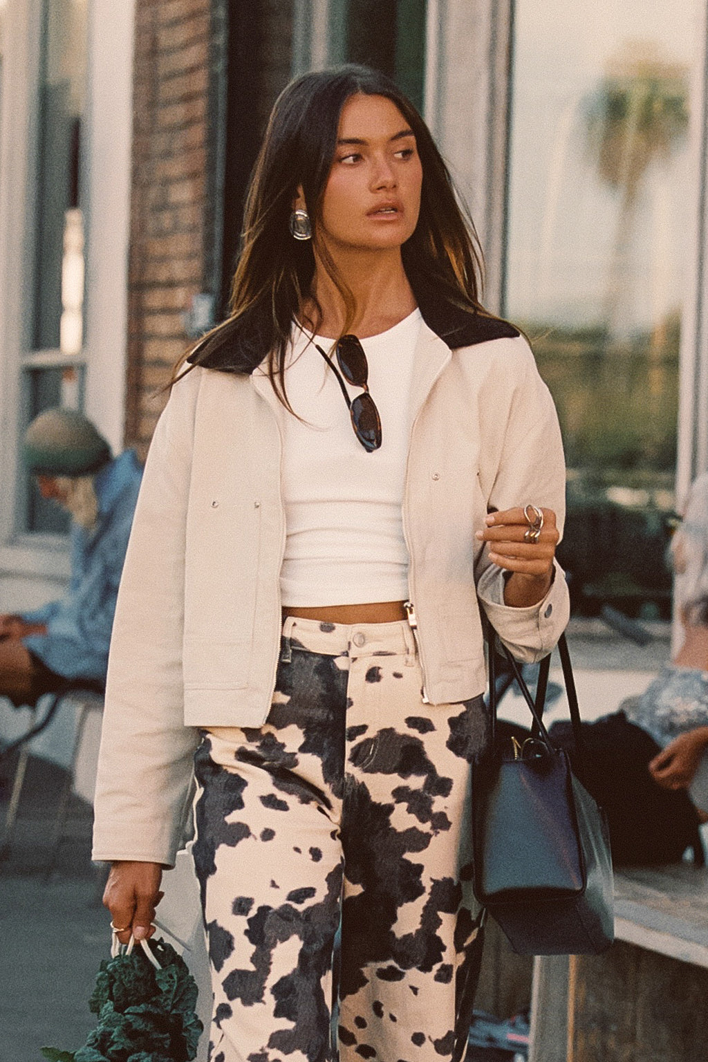 Cypress Light Khaki Cropped Barn Jacket paired with complementary accessories for a polished look.