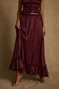 Dahlia Mulberry Satin Maxi Skirt