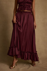 Dahlia Mulberry Satin Maxi Skirt