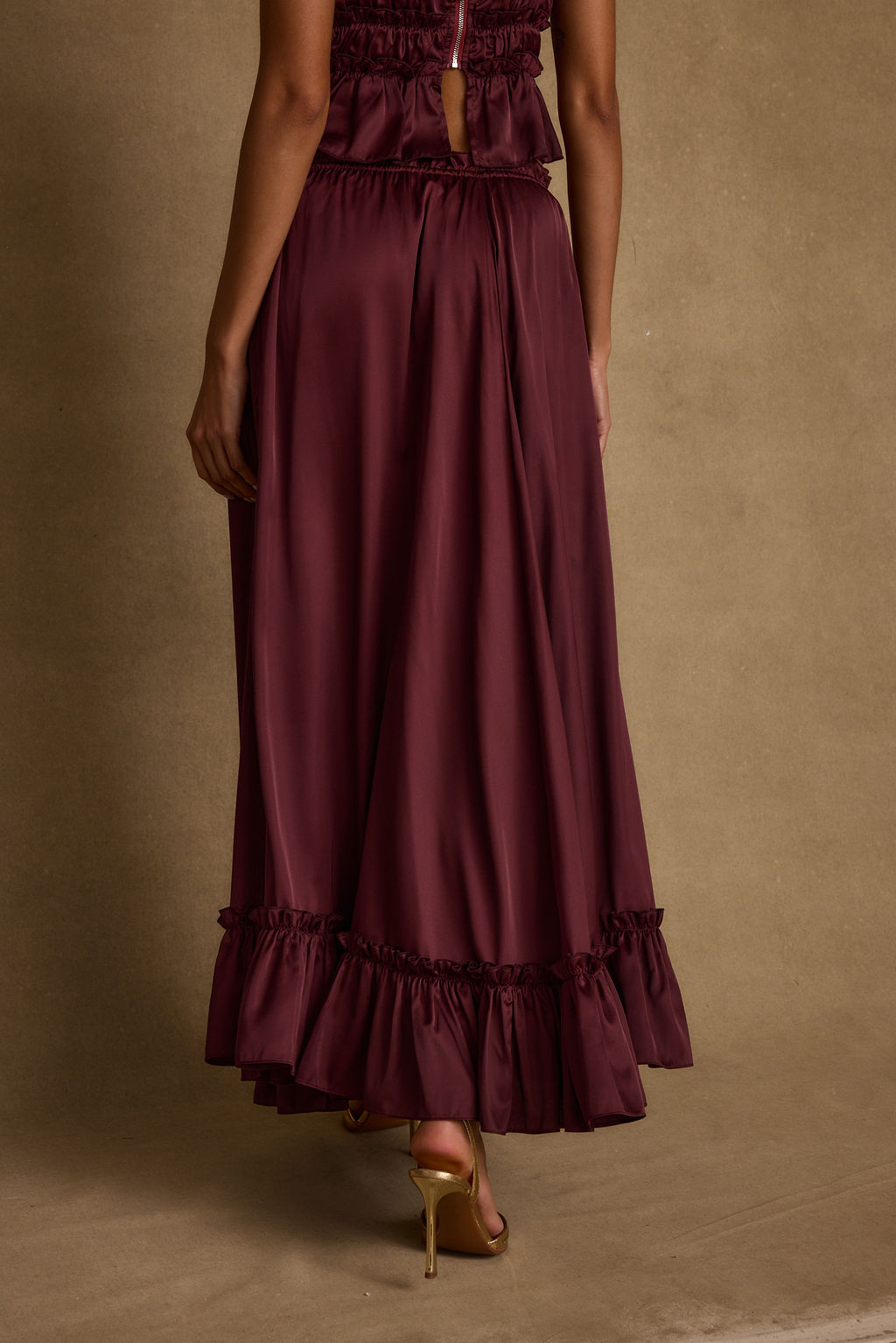 Dahlia Mulberry Satin Maxi Skirt